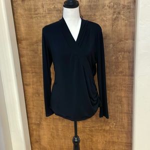 Black Faux Wrap Top